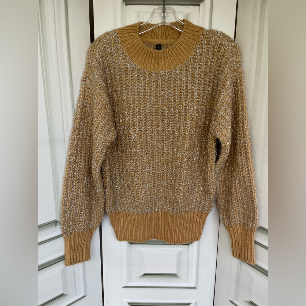 Y.A.S. Sweater-pullover women’s beige with silver metallic thread - Small